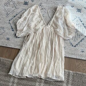 12th Tribe Ivory Textured Mini Dress